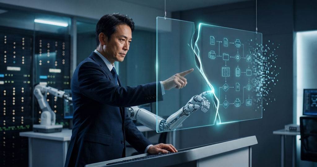 AIエージェントを活用した企業のAIトランスフォーメーション設計図のイメージ図